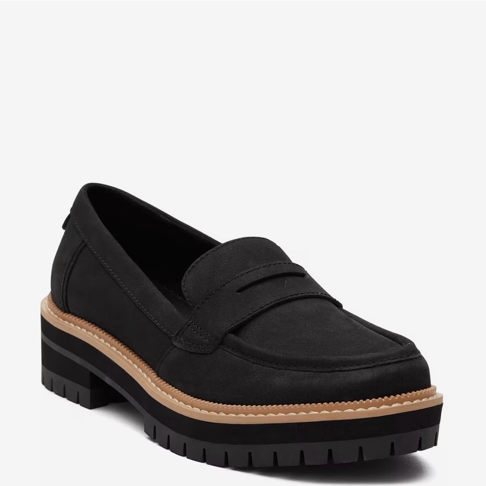 Toms Black Platform Loafers Sz 9